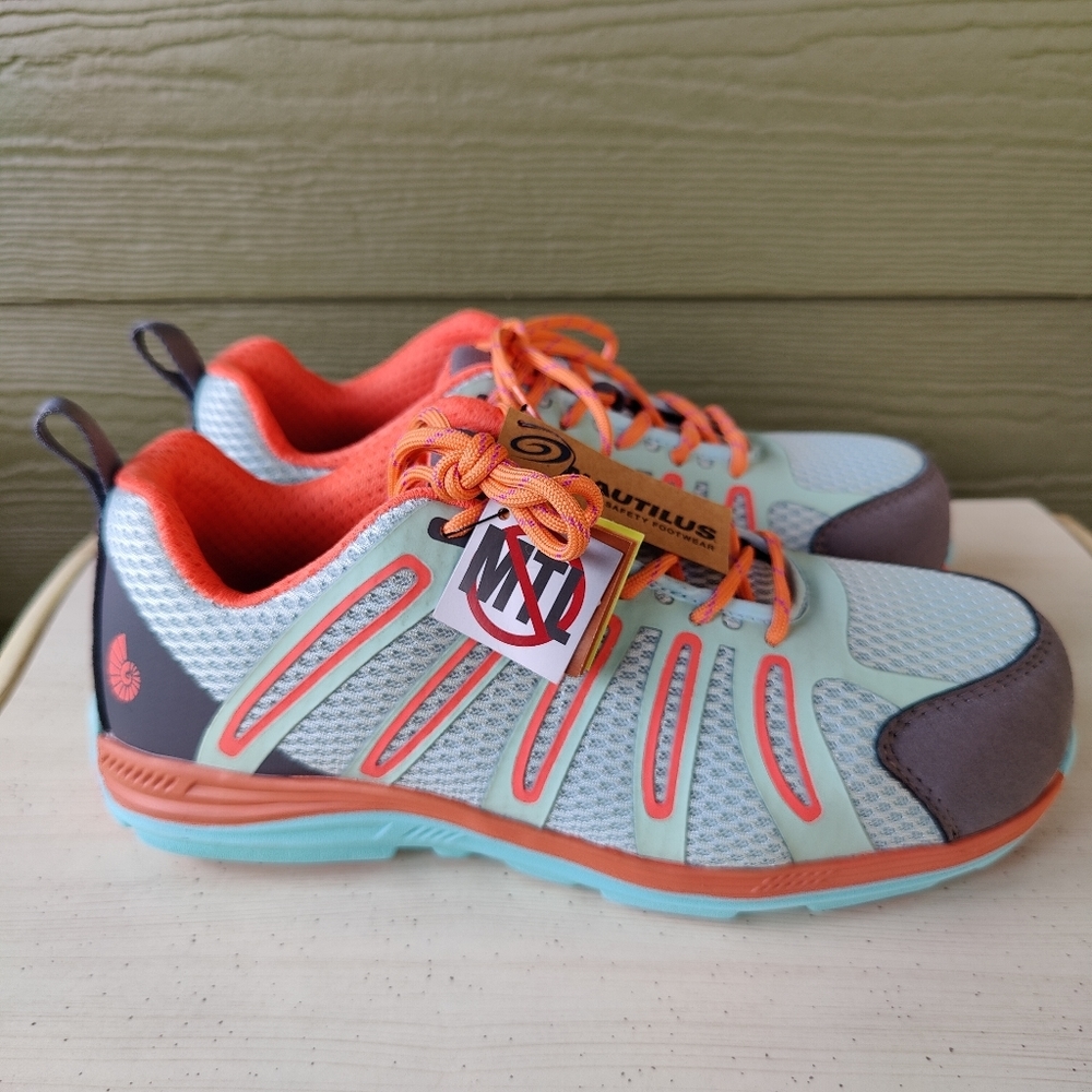 Nautilus Non Slip N1790 Safety Footwear Slip Resistant Women's Shoes Blue Orange